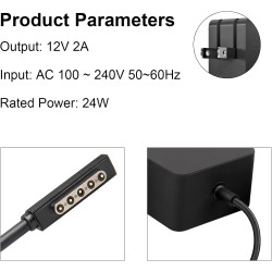 Microsoft Surface 12V 2A Charger / Power Adapter with 5 pin Magnetic Tip